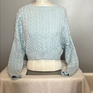 Light Blue Cable Knit Sweater